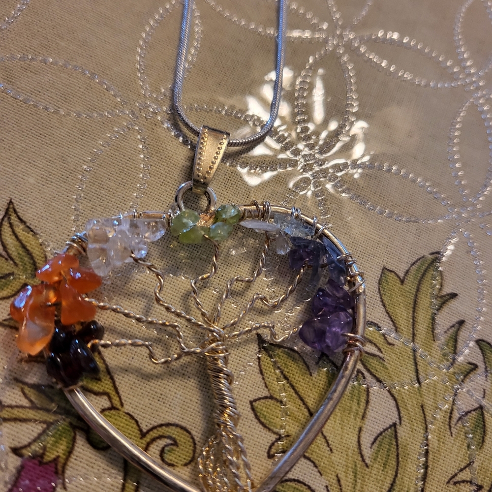 10 inch Tree of Life Silver Necklace